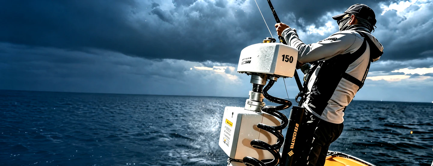 A fishing vessel using a YELLOWFIN marine electronic anchor offshore